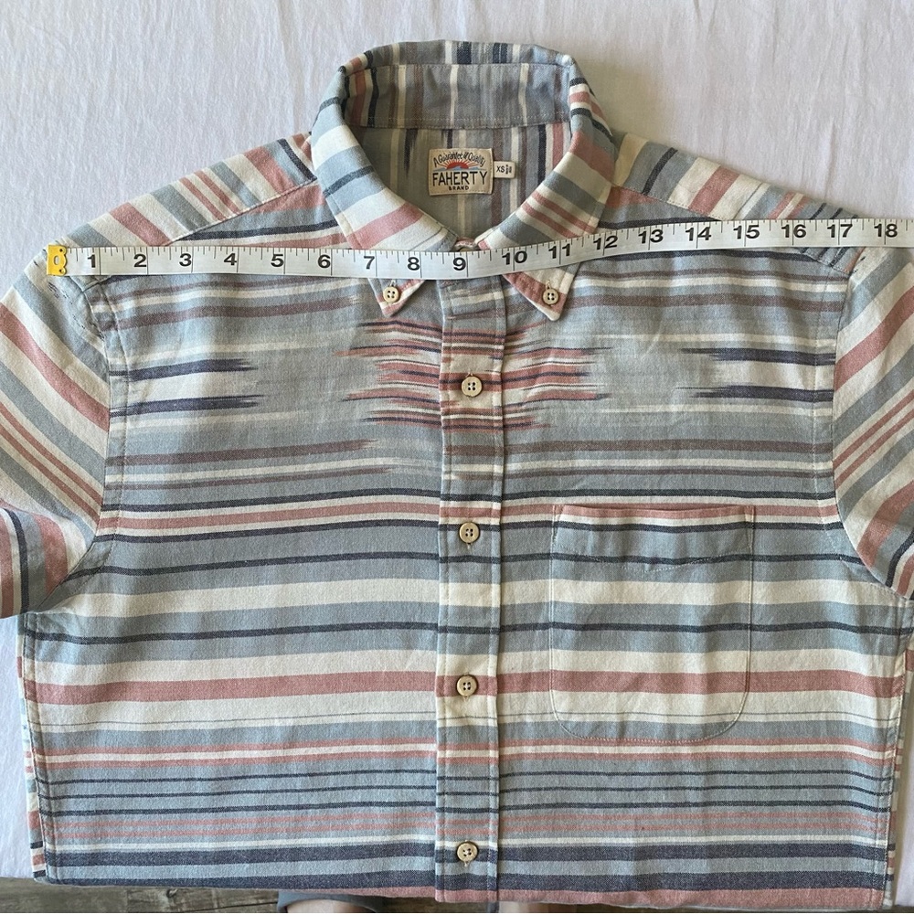 Faherty men’s organic cotton Southwestern short sleeve shirt, XS - Picture 5 of 10